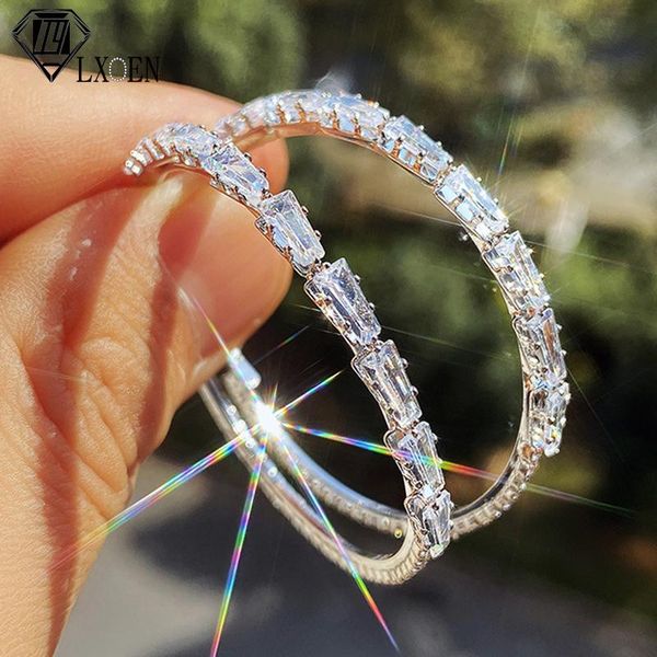 hoop & huggie lxoen luxury round earrings women geometric cubic zirconia hoops earring brilliant female wedding engagement jewelry, Golden;silver
hoop & huggie lxoen luxury round earrings women geometric cubic zirconia hoops earring brilliant female wedding engagement jewelry, Golden;silver