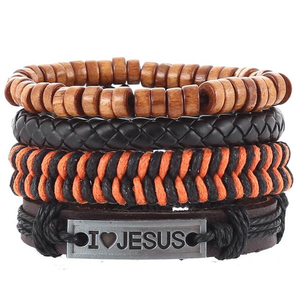 charm bracelets 4pcs/set dankaishi hippie punk dark brown black leather i love jesus tag yellowcord knots wood beads layers man bracelet, Golden;silver
charm bracelets 4pcs/set dankaishi hippie punk dark brown black leather i love jesus tag yellowcord knots wood beads layers man bracelet, Golden;silver