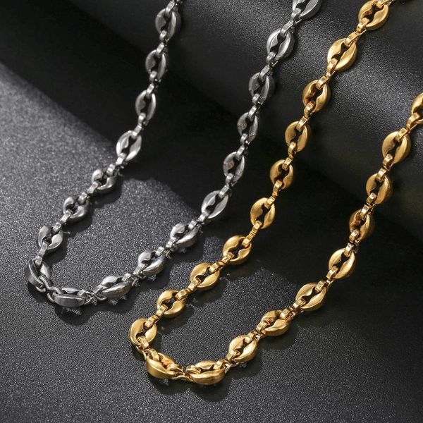 chains 1 pcs stainless steel pig nose necklace for women 5mm width coffee bean female gold dainty beads neck jewelry, Silver
chains 1 pcs stainless steel pig nose necklace for women 5mm width coffee bean female gold dainty beads neck jewelry, Silver