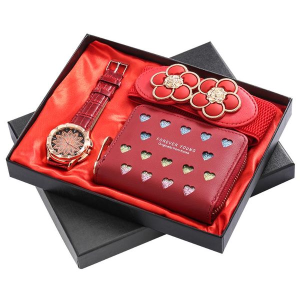 wristwatches women's fashion gift sets ladies bracelet quartz watches elegant red/pink leather wallet female belt box with greeting car, Slivery;brown
wristwatches women's fashion gift sets ladies bracelet quartz watches elegant red/pink leather wallet female belt box with greeting car, Slivery;brown