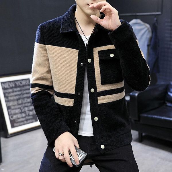 men's jackets hoo 2021 fashion colorblock lapel thickening jacket winter youth imitation worsted warm, Black;brown
men's jackets hoo 2021 fashion colorblock lapel thickening jacket winter youth imitation worsted warm, Black;brown