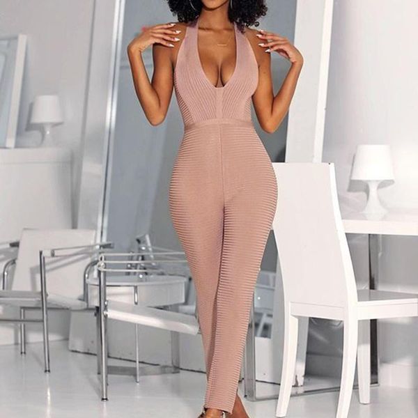 women's jumpsuits & rompers seamyla bandage 2021 jumpsuit halter backless bodycon wear romper sleeveless club party, Black;white
women's jumpsuits & rompers seamyla bandage 2021 jumpsuit halter backless bodycon wear romper sleeveless club party, Black;white