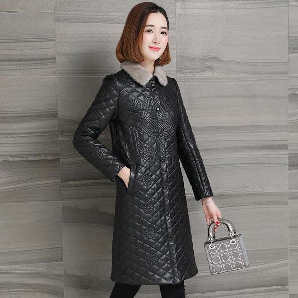 women's leather & faux genuine autumn winter jacket women long sheepskin coat collar korean jackets parka 2021 hq28-cjx222b kj2524, Black
women's leather & faux genuine autumn winter jacket women long sheepskin coat collar korean jackets parka 2021 hq28-cjx222b kj2524, Black