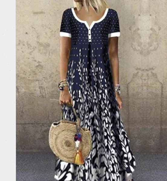 sundress women dresses summer dress printing midi plus size casual loose short sleeve printed long maxi, Black;gray
sundress women dresses summer dress printing midi plus size casual loose short sleeve printed long maxi, Black;gray