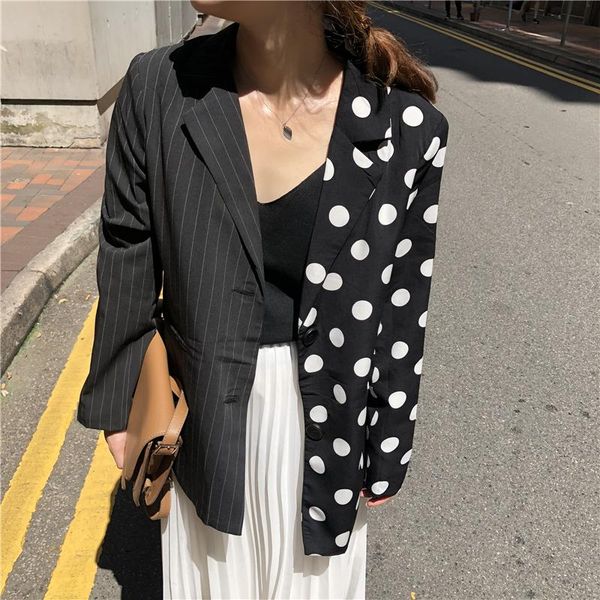 women's suits & blazers bgteever patchwork striped polka dot women blazer notched single breasted autumn jacket full sleeve female suit, White;black
women's suits & blazers bgteever patchwork striped polka dot women blazer notched single breasted autumn jacket full sleeve female suit, White;black