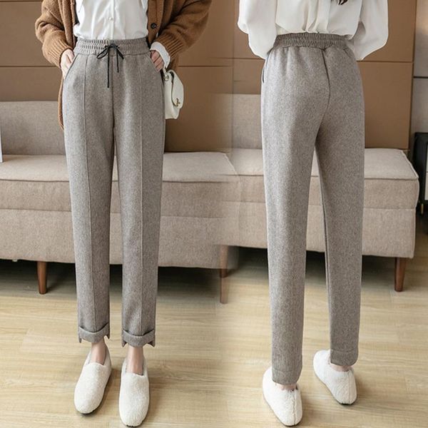 women harem pants high waist woolen elastic drawstring pencil solid peg leg pant workwear trouser carrot g92303 women's & capris, Black;white
women harem pants high waist woolen elastic drawstring pencil solid peg leg pant workwear trouser carrot g92303 women's & capris, Black;white