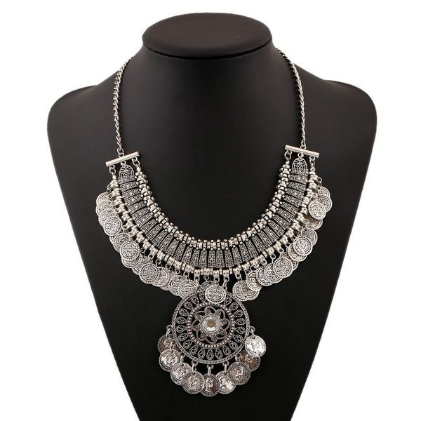 pendant necklaces ethnic vintage coin tassel style maxi necklace for women retro metal hollow bib choker collier femme collares, Silver
pendant necklaces ethnic vintage coin tassel style maxi necklace for women retro metal hollow bib choker collier femme collares, Silver