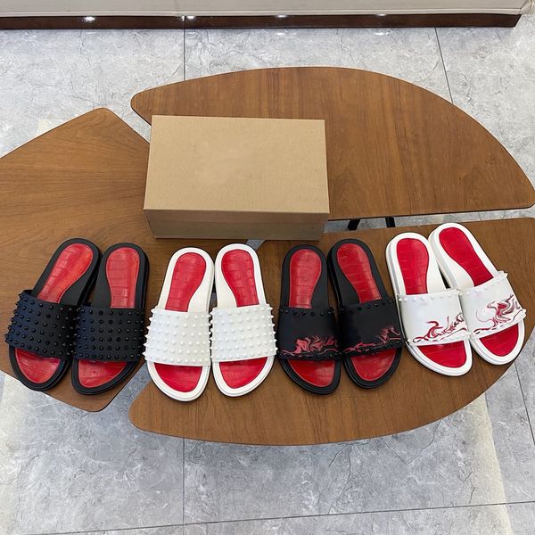 red bottom designers slippers mens women sandals studs rivet flat slipper summer outdoor flip flop beach party slides laser striped sandal, Black
red bottom designers slippers mens women sandals studs rivet flat slipper summer outdoor flip flop beach party slides laser striped sandal, Black