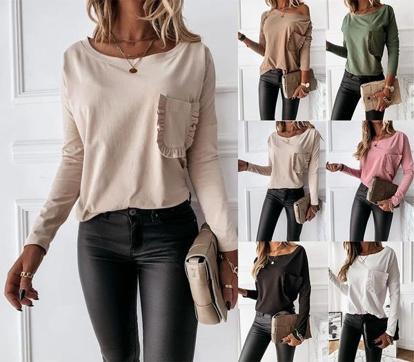 women's t-shirt autumn and winter long-sleeved bottoming shirt women lace pocket white casual round neck long sleeve
women's t-shirt autumn and winter long-sleeved bottoming shirt women lace pocket white casual round neck long sleeve