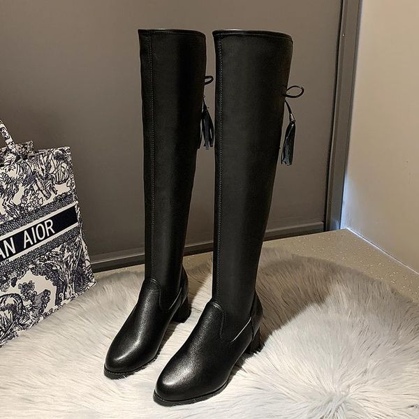 boots 2021 fashion autumn women soft pu leather ladies slip on mid calf casual non platform waterproof knee high boot, Black
boots 2021 fashion autumn women soft pu leather ladies slip on mid calf casual non platform waterproof knee high boot, Black