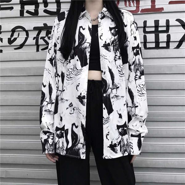 women's blouses & shirts spring autumn women bf style oversize gothic shirt harajuku print long sleeve female streetwear gmy5, White
women's blouses & shirts spring autumn women bf style oversize gothic shirt harajuku print long sleeve female streetwear gmy5, White