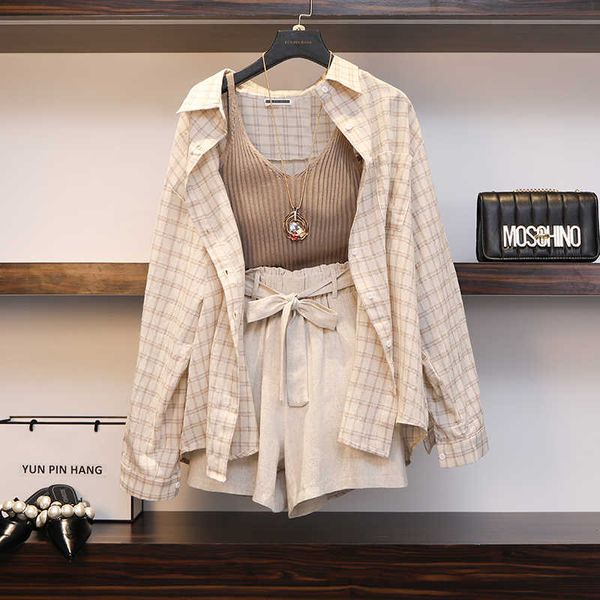 summer spring women' suit 3 piece set plaid blouses tank elastic waist belt outfit wide leg long sleeve woman suits 210601, White
summer spring women' suit 3 piece set plaid blouses tank elastic waist belt outfit wide leg long sleeve woman suits 210601, White