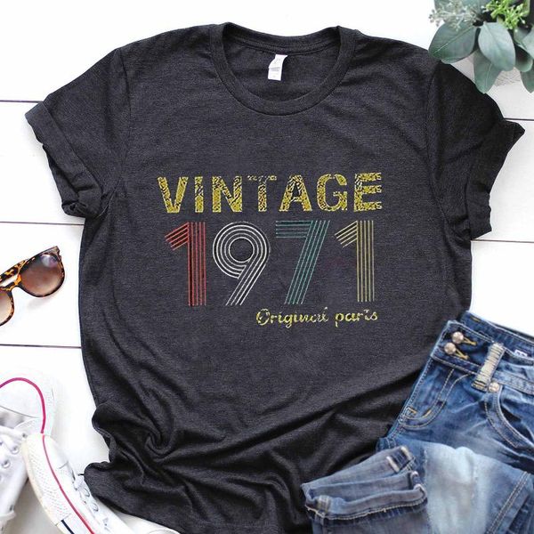 women's t-shirt vintage women short sleeve tshirt 1971 letter print graphic tee ladies summer casual streetwear 50th birthday gifts 202, White
women's t-shirt vintage women short sleeve tshirt 1971 letter print graphic tee ladies summer casual streetwear 50th birthday gifts 202, White