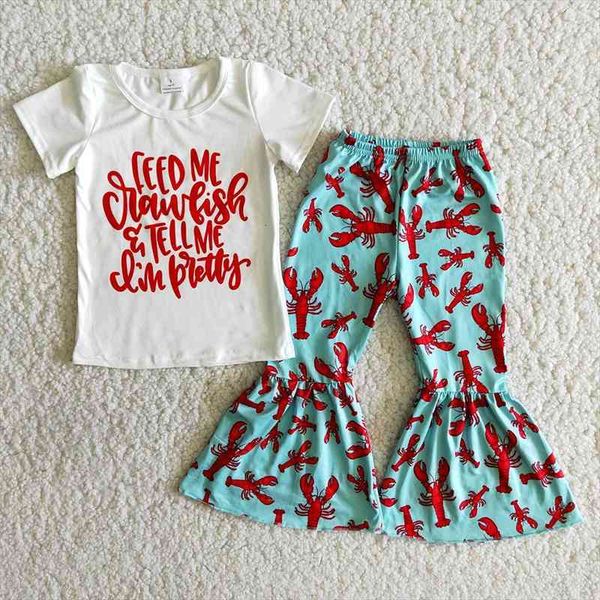 fashion kids letters shirt bell pants clothing set girl short sleeve outfit summer cute lobster pettern 2pieces suit, White
fashion kids letters shirt bell pants clothing set girl short sleeve outfit summer cute lobster pettern 2pieces suit, White