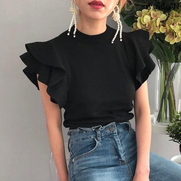 women's sweaters jchb woherb summer autumn knitted women short ruffle sleeve sweater korean femme chic jumper pullover clothing outwea, White;black
women's sweaters jchb woherb summer autumn knitted women short ruffle sleeve sweater korean femme chic jumper pullover clothing outwea, White;black
