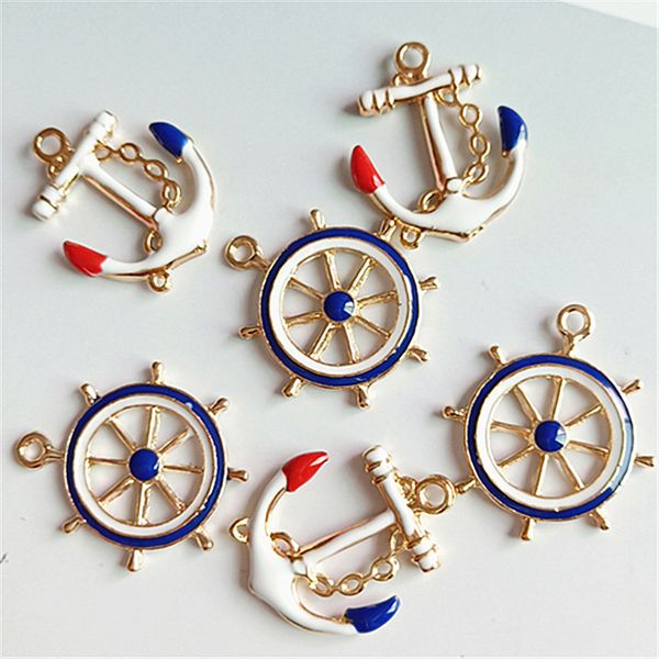 10 pcs/lot alloy creative anchor rudder pendant buttons ornaments jewelry earrings choker hair diy jewelry accessories handmade, Bronze;silver 
10 pcs/lot alloy creative anchor rudder pendant buttons ornaments jewelry earrings choker hair diy jewelry accessories handmade, Bronze;silver