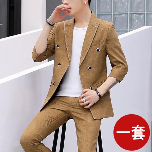 men's suits & blazers summer seven-point sleeve suit youth korean slim nightclub half sleeves jacket nine point pants two-piece set, White;black
men's suits & blazers summer seven-point sleeve suit youth korean slim nightclub half sleeves jacket nine point pants two-piece set, White;black