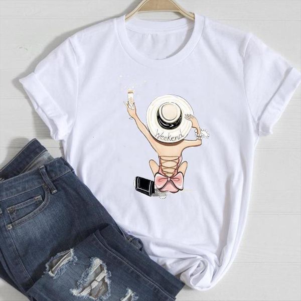short sleeve casual happy cute women t shirts cartoon summer tshirts fashion clothes graphic lady print tee shirt, White 
short sleeve casual happy cute women t shirts cartoon summer tshirts fashion clothes graphic lady print tee shirt, White