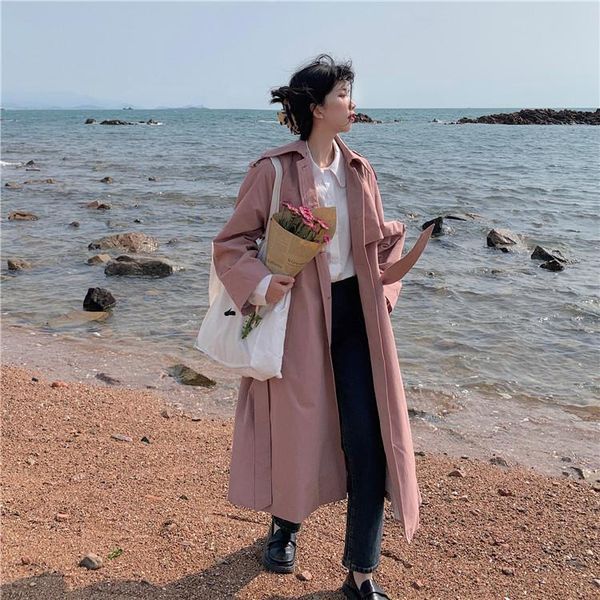 Women's Trench Coats Women Spring Pink Coat Loose Size Over Knee Length Windbreaker Outwear With Belt Female Clothing BJ19, Tan;black
Women's Trench Coats Women Spring Pink Coat Loose Size Over Knee Length Windbreaker Outwear With Belt Female Clothing BJ19, Tan;black