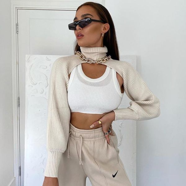 european and american style high neck sweater ultra short cover up, lazy temperament, fashionable easy to wear over women's sweaters, White;black
european and american style high neck sweater ultra short cover up, lazy temperament, fashionable easy to wear over women's sweaters, White;black