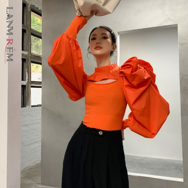 spring orange color hollow out long-sleeved stand collar flounce solid t-shirt for women 2a3106 210507, White
spring orange color hollow out long-sleeved stand collar flounce solid t-shirt for women 2a3106 210507, White