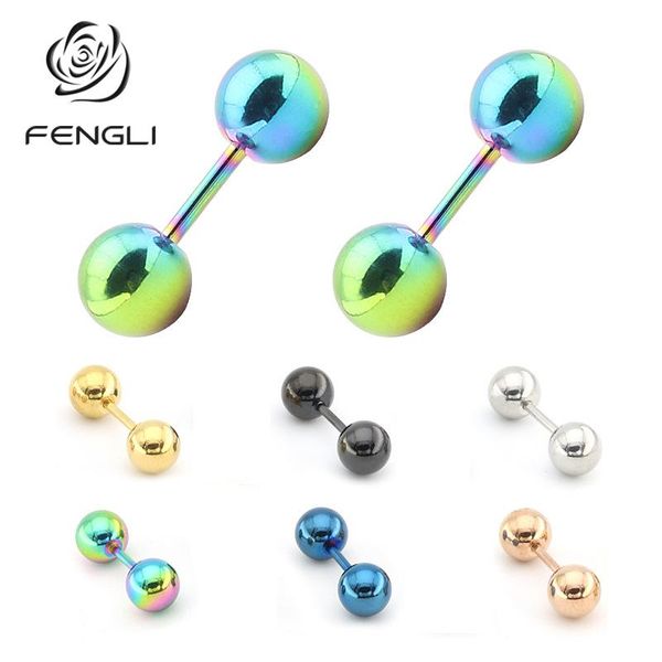 stud fengli double sided 7 color round barbell earrings titanium steel for women men punk jewelry, Golden;silver
stud fengli double sided 7 color round barbell earrings titanium steel for women men punk jewelry, Golden;silver