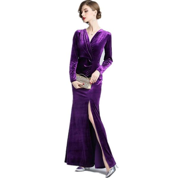 casual dresses winter long sleeves purple christmas dress women maxi runway designers vestido de festa longo gown velvet, Black;gray
casual dresses winter long sleeves purple christmas dress women maxi runway designers vestido de festa longo gown velvet, Black;gray