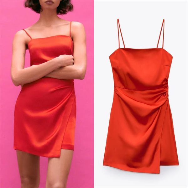 za red satin mini summer women dresses backless slip party ladies ruched strap short, Black;gray
za red satin mini summer women dresses backless slip party ladies ruched strap short, Black;gray