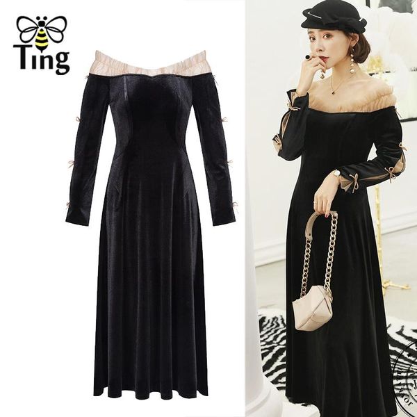 casual dresses tingfly slash necl velvet midi party ruched ruffles slim black vintage dress spring winter vestidos, Black;gray
casual dresses tingfly slash necl velvet midi party ruched ruffles slim black vintage dress spring winter vestidos, Black;gray