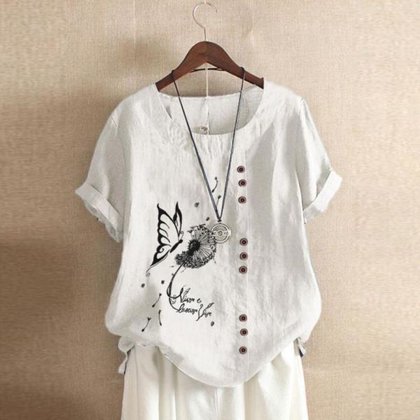 women's t-shirt casual o-neck butterfly dandelion print button short sleeve tshirt harajuku women tshirts tees, White
women's t-shirt casual o-neck butterfly dandelion print button short sleeve tshirt harajuku women tshirts tees, White