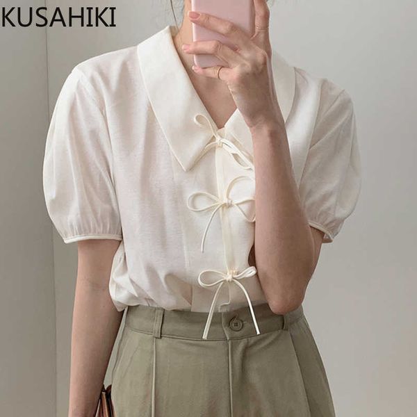 sweet bow tie woman blouse shirt korean chic puff short sleeve summer solid turn-down collar blusas de mujer 6g854 210603, White
sweet bow tie woman blouse shirt korean chic puff short sleeve summer solid turn-down collar blusas de mujer 6g854 210603, White