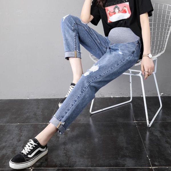 maternity bottoms pregnant women's harem pants korean style ripped jeans high waist belly lift carrot daddy spring and autumn, White
maternity bottoms pregnant women's harem pants korean style ripped jeans high waist belly lift carrot daddy spring and autumn, White