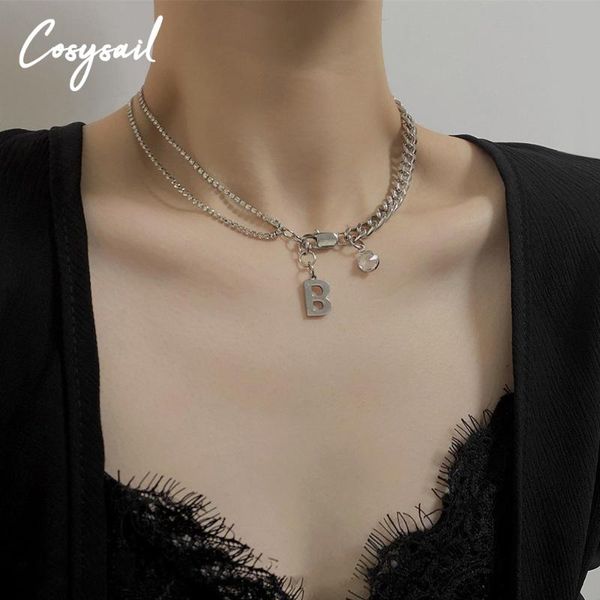 chains cosysail punk style double-layer rhinestone chain necklace hip hop b letter pendant neck thick jewelry for women, Silver
chains cosysail punk style double-layer rhinestone chain necklace hip hop b letter pendant neck thick jewelry for women, Silver