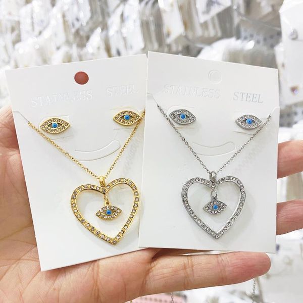 earrings & necklace stainlesssteel set charm luck turkey blue evil eye rhinestone heart earring jewelry silver color for women
earrings & necklace stainlesssteel set charm luck turkey blue evil eye rhinestone heart earring jewelry silver color for women