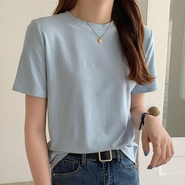 women's t-shirt ljsxls summer pure cotton t-shirts women solid color korean loose short sleeve tshirt female blue all-match tee shirt 2, White
women's t-shirt ljsxls summer pure cotton t-shirts women solid color korean loose short sleeve tshirt female blue all-match tee shirt 2, White