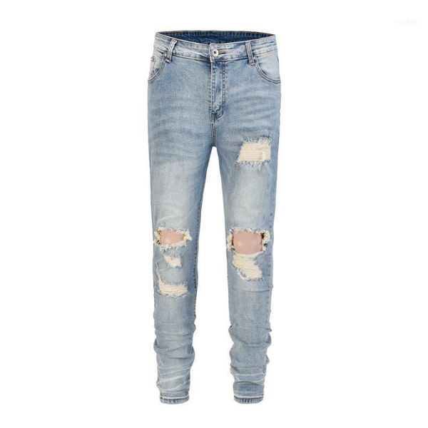 skinny fit distressed stretch denim jeans whiskering throughout ripped knee biker 1, Blue
skinny fit distressed stretch denim jeans whiskering throughout ripped knee biker 1, Blue