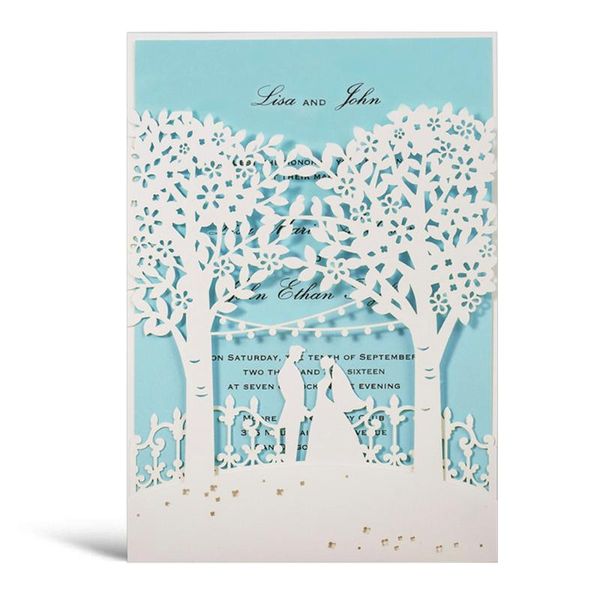 greeting cards wishmade white invites with laser cut trees bride and groom design wedding invitations blue inner paper,customizable 50pcs
greeting cards wishmade white invites with laser cut trees bride and groom design wedding invitations blue inner paper,customizable 50pcs
