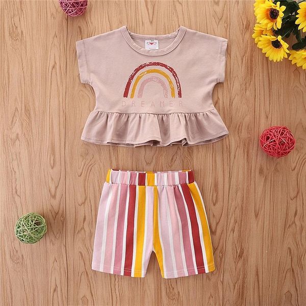 clothing sets 2021 summer kids baby girl short sleeve rainbow t-shirt striped shorts pant bottom 2pcs girls set, White
clothing sets 2021 summer kids baby girl short sleeve rainbow t-shirt striped shorts pant bottom 2pcs girls set, White