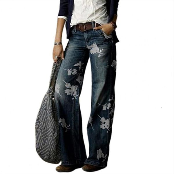 retro high waist womens capri wide leg floral print long loose jeans trousers clothing, Black;white
retro high waist womens capri wide leg floral print long loose jeans trousers clothing, Black;white