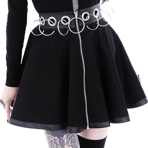 women black mini skirts gothic punk ring zipper decoration high waist female streetwear fashion party a-line skirt
women black mini skirts gothic punk ring zipper decoration high waist female streetwear fashion party a-line skirt
