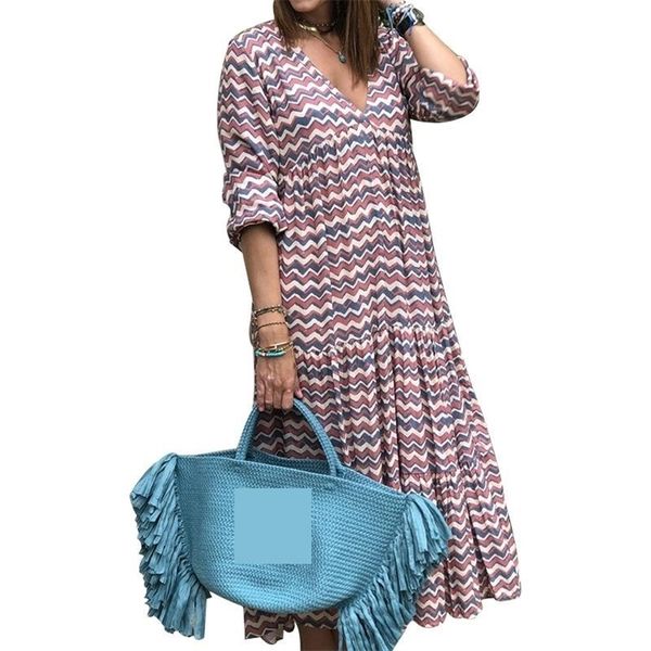 women dress striped patchwork bohemia loose casual long print maxi es v neck sleeve plus size es 210513, Black;gray
women dress striped patchwork bohemia loose casual long print maxi es v neck sleeve plus size es 210513, Black;gray