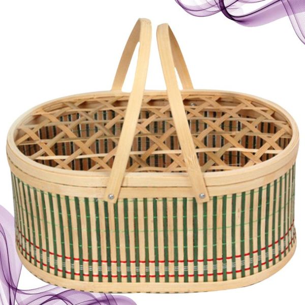 storage baskets knitted egg basket easter props decorative bamboo light green