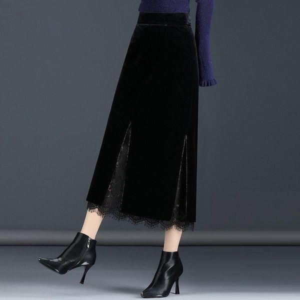 fashion autumn winter women solid patchwork lace warm mid-calf skirts female elegant a-line high waist long o96, Black
fashion autumn winter women solid patchwork lace warm mid-calf skirts female elegant a-line high waist long o96, Black