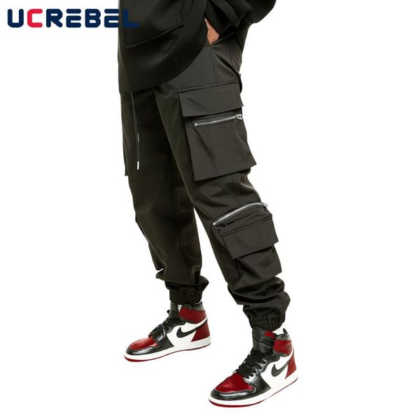 men's pants multi-pocket cargo mens high street casual jogger streetwear elastic waist loose trousers men, Black
men's pants multi-pocket cargo mens high street casual jogger streetwear elastic waist loose trousers men, Black