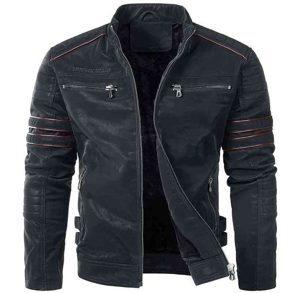 men's et, motorcycle, autumn and winter synthetic leather coat, Black 
men's et, motorcycle, autumn and winter synthetic leather coat, Black