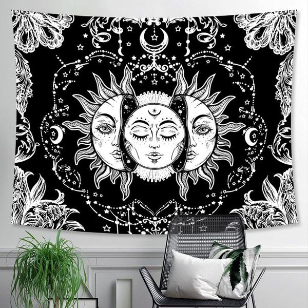 tapestries polyester tapestry star sun and moon goddess art wall hanging burning god home decor black white print
tapestries polyester tapestry star sun and moon goddess art wall hanging burning god home decor black white print