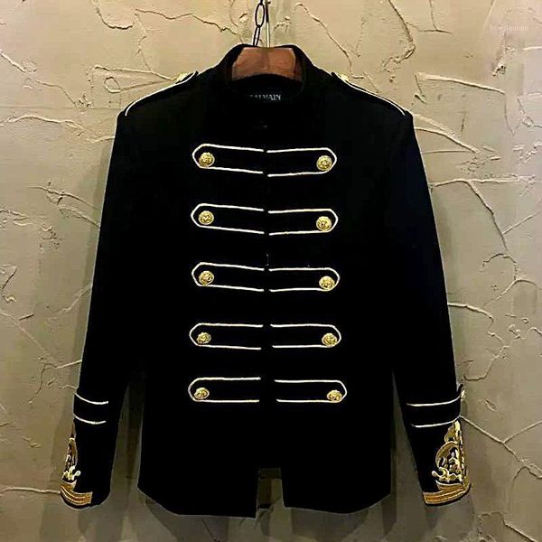 men's suits & blazers court style spring and autumn sim suit jacket embroidery gold thread double-breasted hair stylist blazer size, White;black 
men's suits & blazers court style spring and autumn sim suit jacket embroidery gold thread double-breasted hair stylist blazer size, White;black