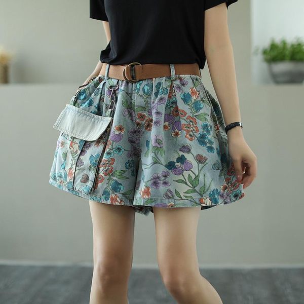 high waist ripped denim shorts women summer vintage streetwear floral print baggy wide leg jeans feminino short pants de mujer women's, Blue
high waist ripped denim shorts women summer vintage streetwear floral print baggy wide leg jeans feminino short pants de mujer women's, Blue