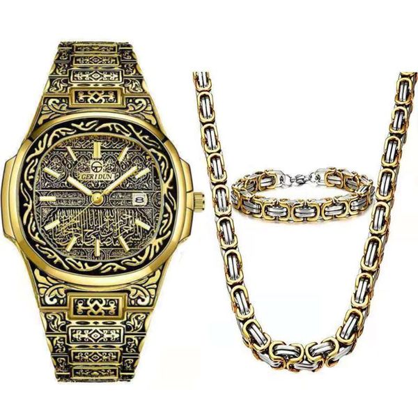 wristwatches necklace+watch+bracelet hip hop luxury stainless steel 8mm imperial link chain vintage gold watch for men jewelry set gift, Slivery;brown
wristwatches necklace+watch+bracelet hip hop luxury stainless steel 8mm imperial link chain vintage gold watch for men jewelry set gift, Slivery;brown