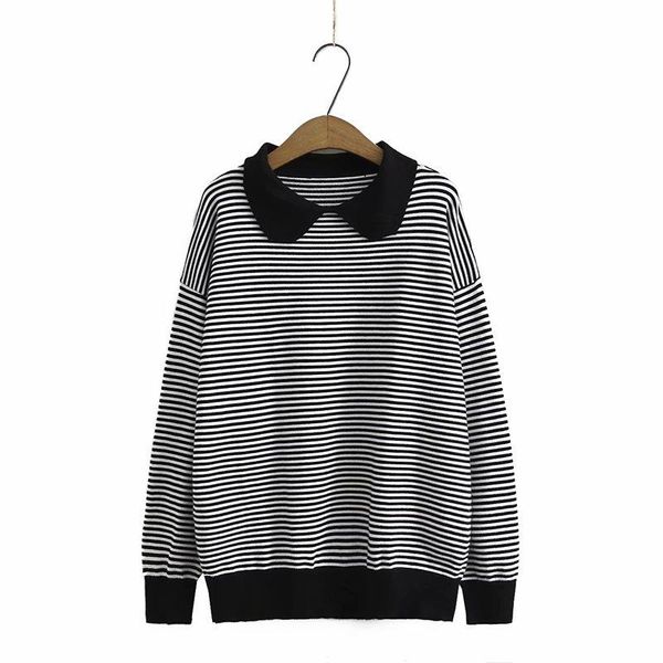 plus size women's xl-3xl striped sweaters casual long sleeved spring autumn drop shoulder pullovers vintage outerwear, White;black
plus size women's xl-3xl striped sweaters casual long sleeved spring autumn drop shoulder pullovers vintage outerwear, White;black